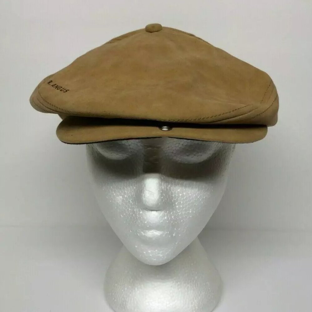 Vintage K-Brand Hat Flat Cap Snapback Brown R. Angus Newsboy K-Products - Defect